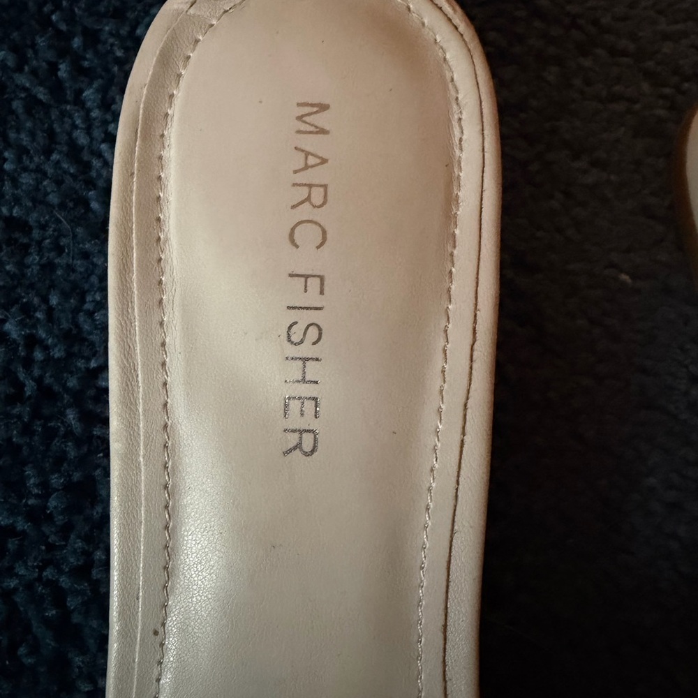 Marc Fisher Women's Beige Woven Slide Kitten Heels - Picture 2 of 4